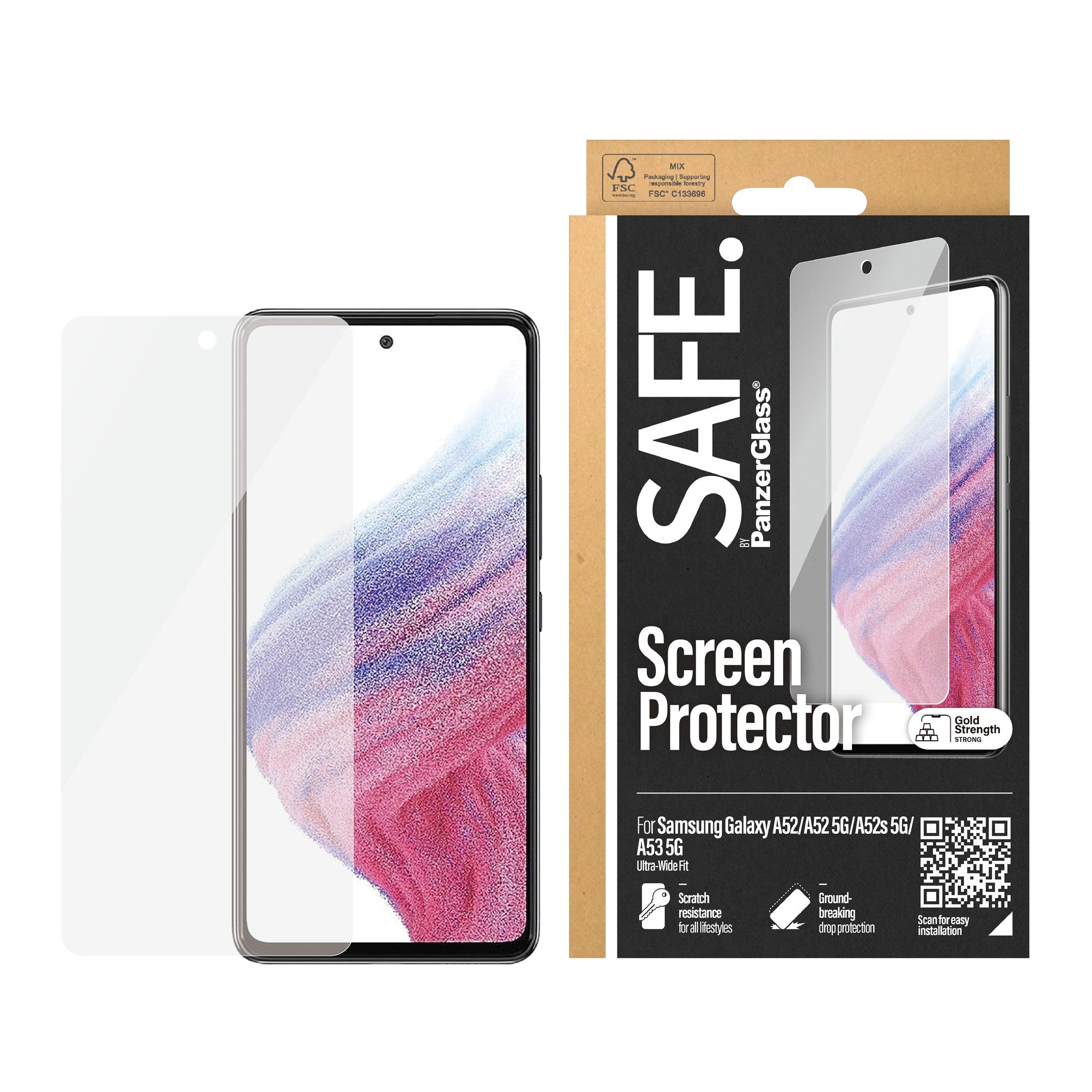 SAFE. by PanzerGlass® Screen Protector Samsung Galaxy A52 | A52 5G | A52s 5G | A53 5G | Ultra-Wide Fit